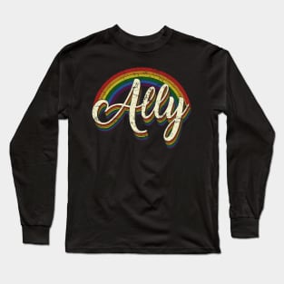 Vintage Ally LGBT Pride raibow Long Sleeve T-Shirt